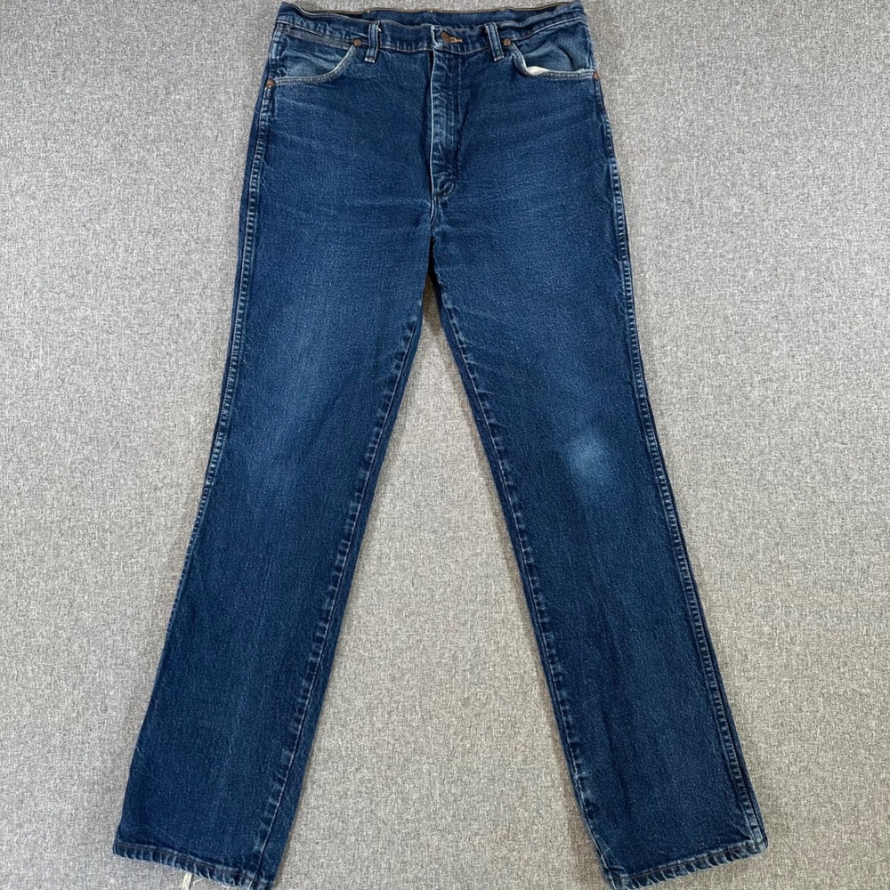 Wrangler 937STR Slim Fit Cowboy Cut Jeans Mens 36x34 Dark Wash Indigo Stretch